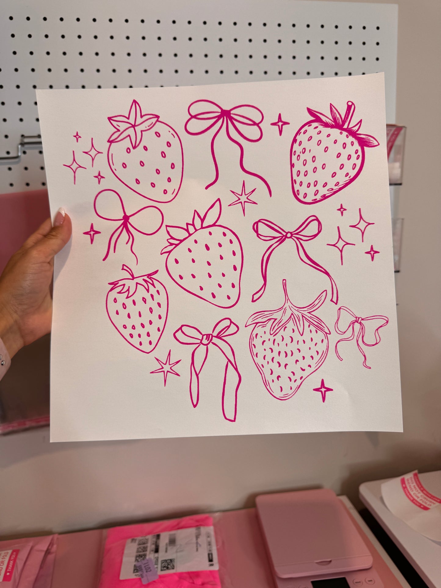 " Strawberries & Bows " Screen Print