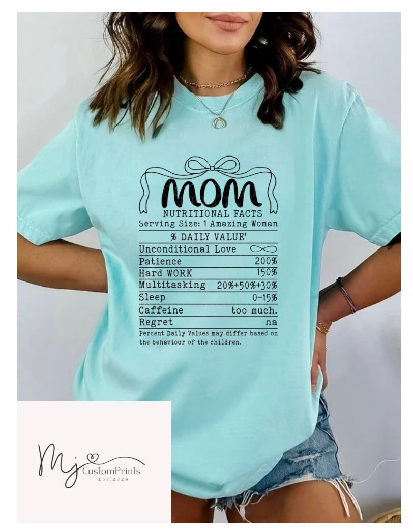" Mom Nutritional Facts " Screen Print