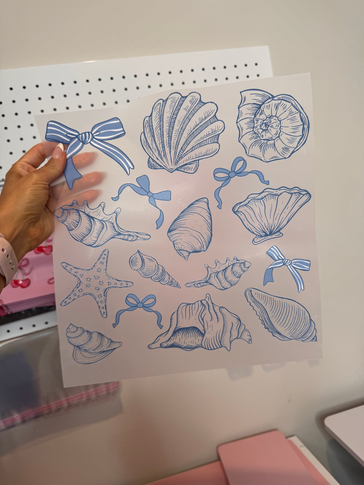 " Blue Coquette Bows & Sea Shells " DTF