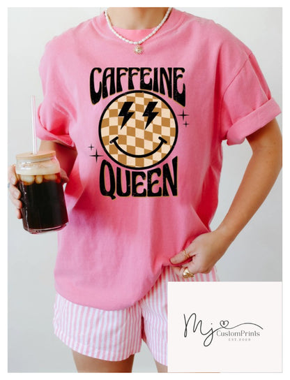 “Caffeine Queen Smiley Face” - Clear Film