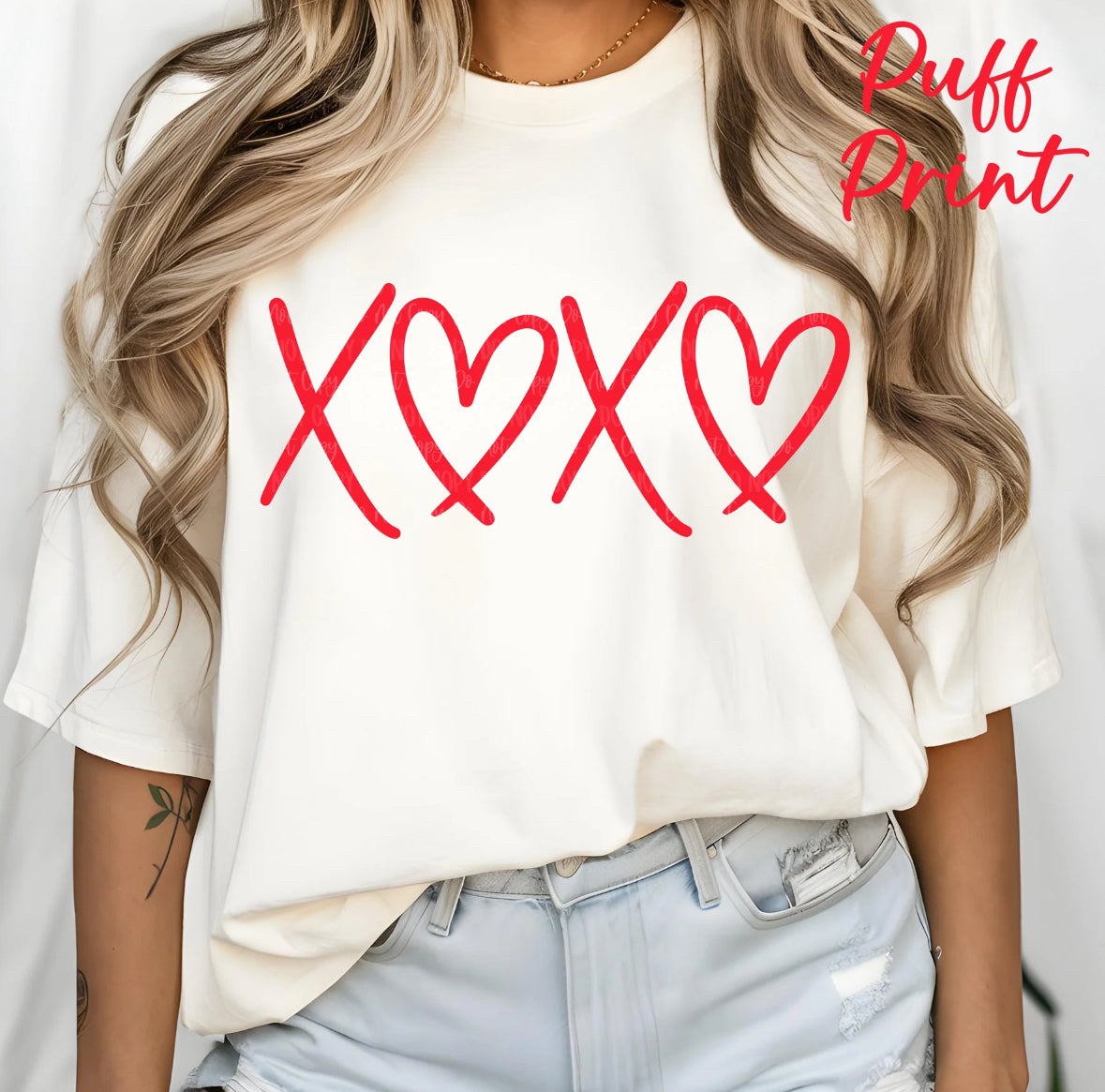 XOXO - Red Puff Print