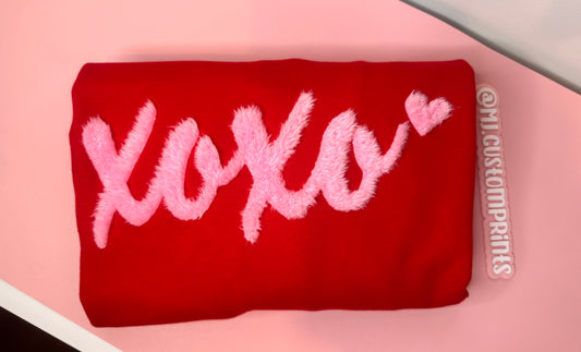 XOXO Fuzzy Patch Crewneck (SIZE LARGE)