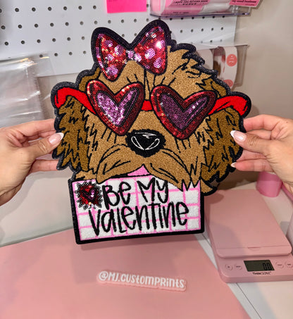 Be My Valentine Bougie Dog - Chenille Patch