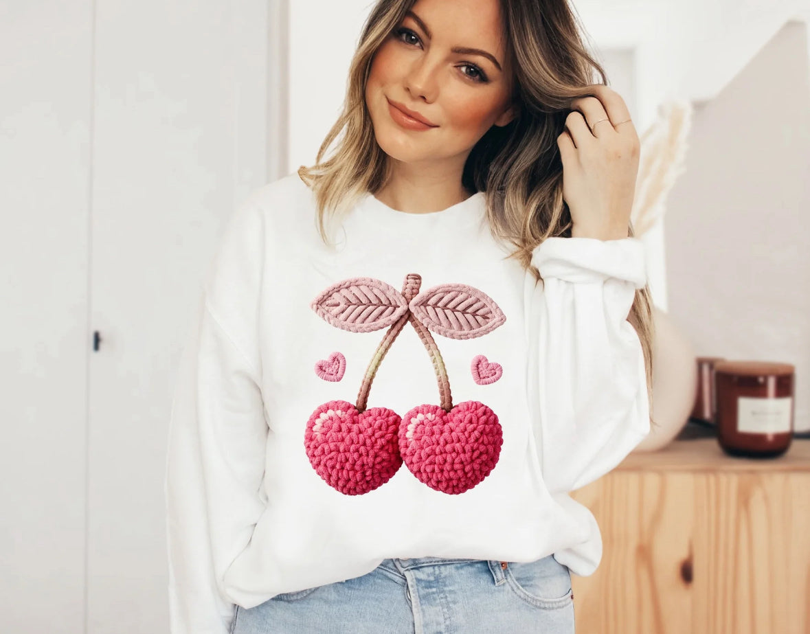 Cherries Faux Knit - Clear Film