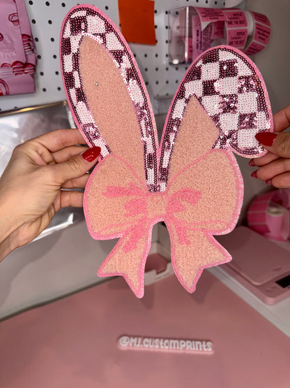 Bunny Checkered Ears - Sequin Patch