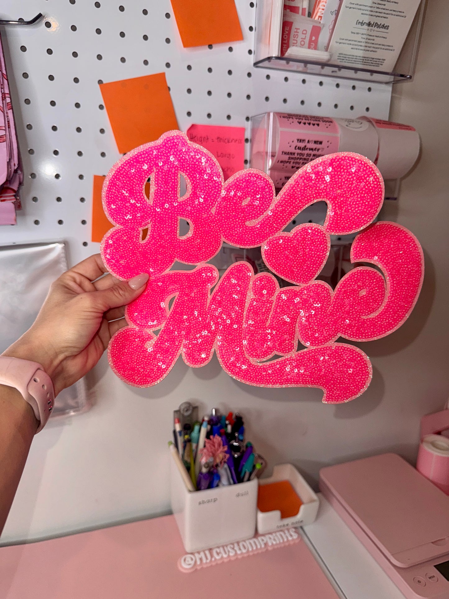 Be Mine Neon Pink - Sequin Patch