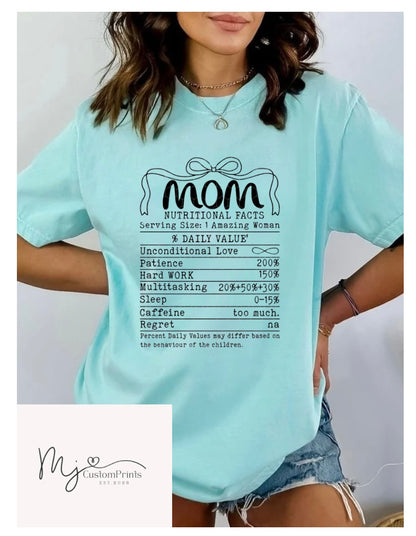 " Mom Nutritional Facts " - Single Color