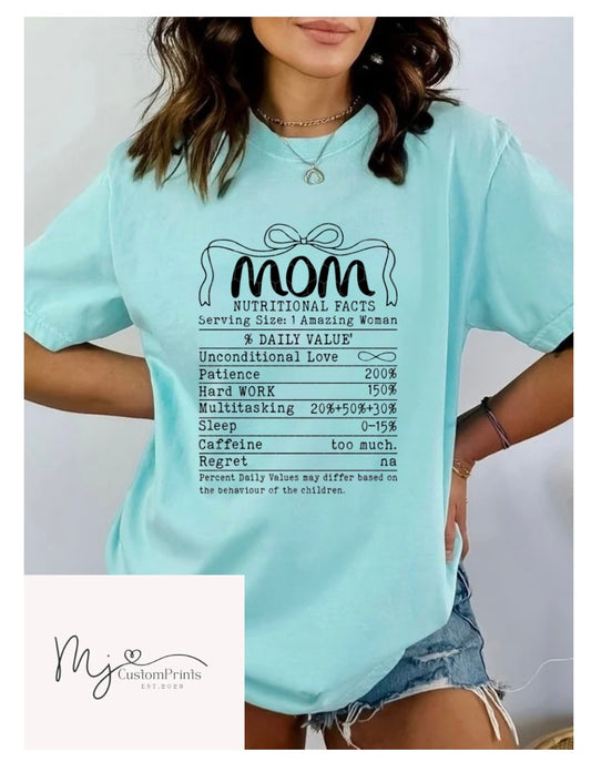 " Mom Nutritional Facts " Screen Print