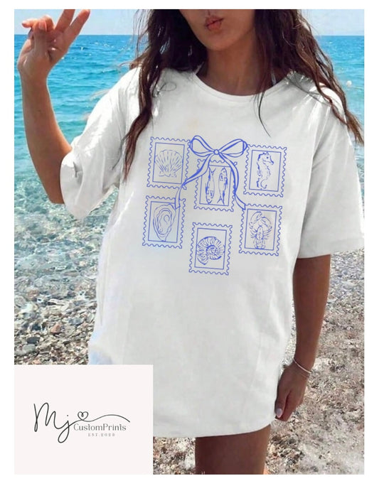 " Coquette Shells Stamps " Screen Print