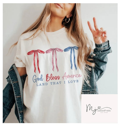 " God Bless America Bows " - Clear Film