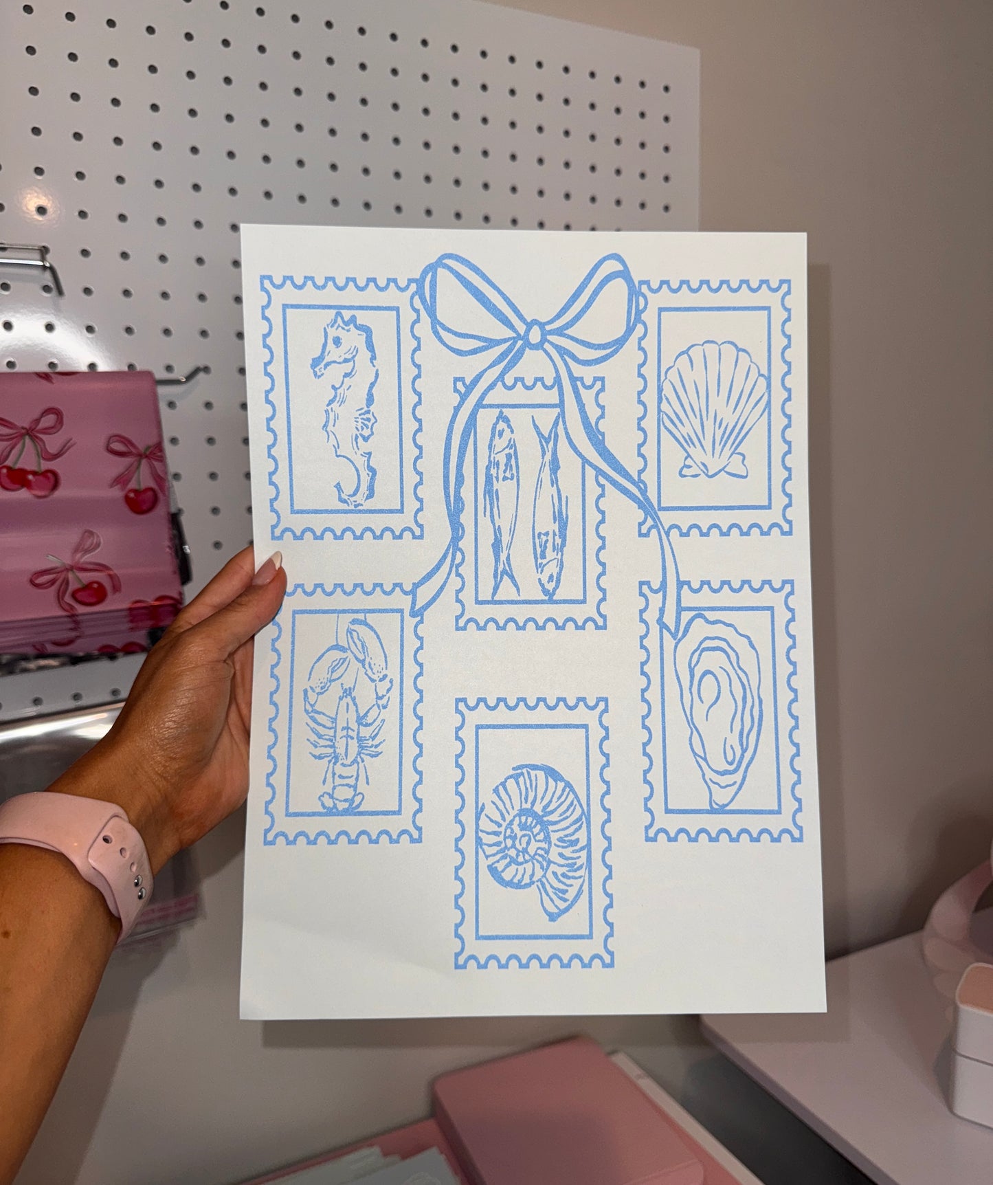 " Coquette Shells Stamps " Screen Print
