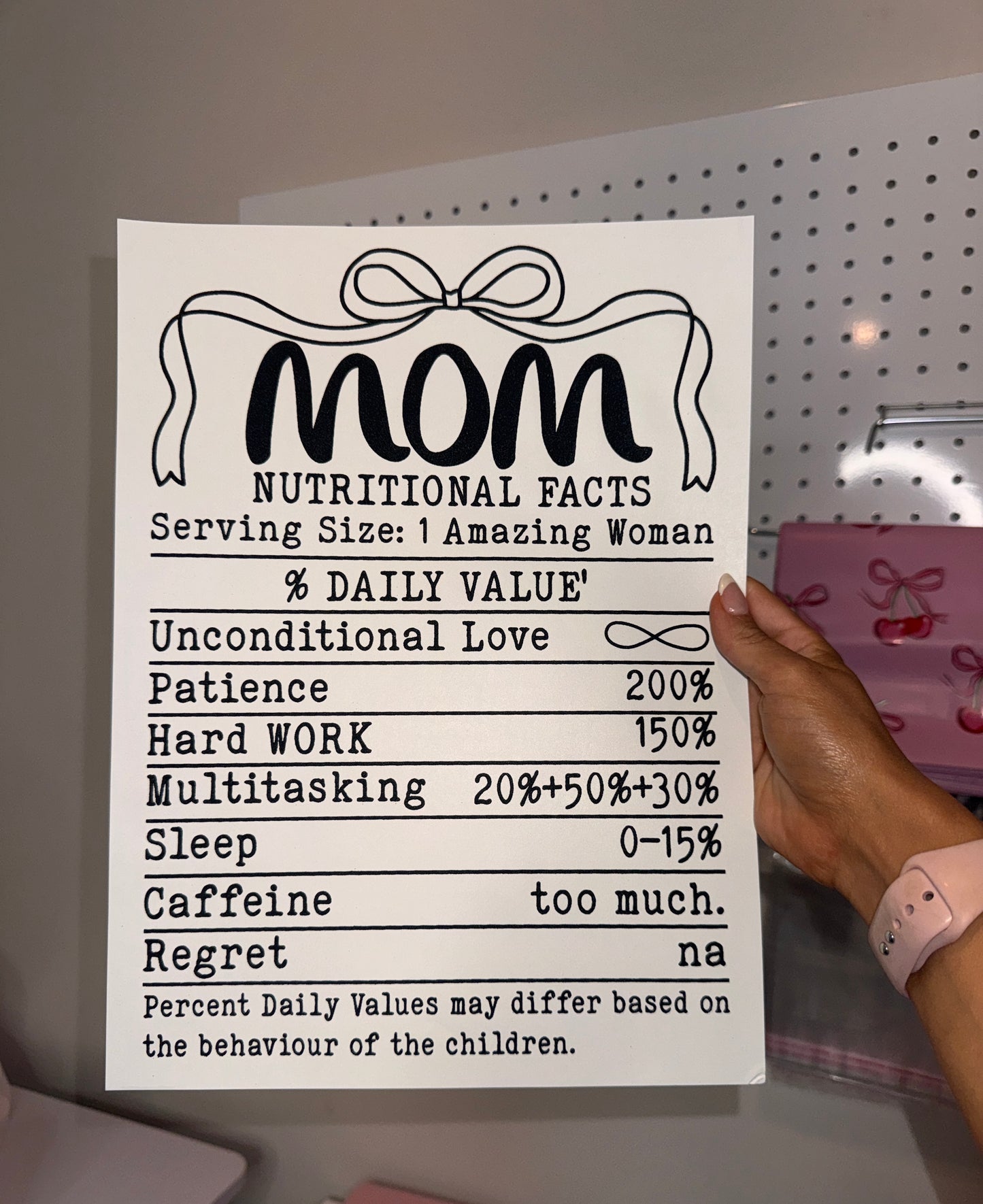 " Mom Nutritional Facts " Screen Print