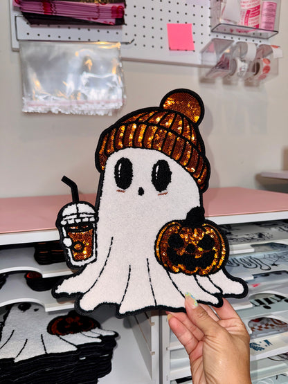 Ghosty Pumpkin - Sequin Patch