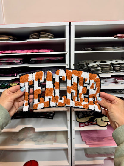 Brown Checkered Teacher - Embroidered Patch