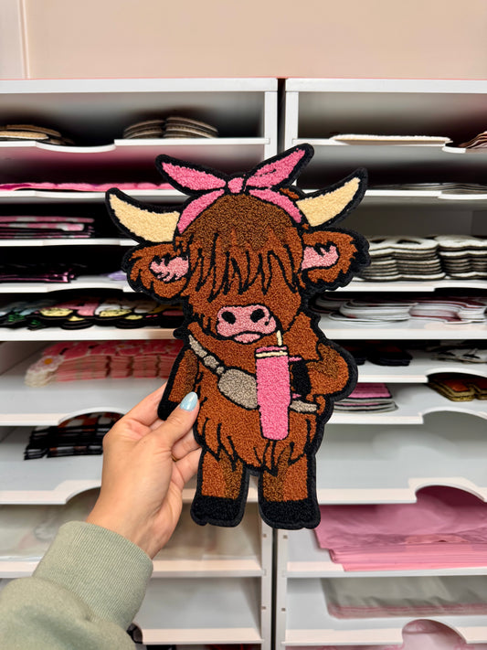 Cow Cross bag with Cup -Embroidered Patch