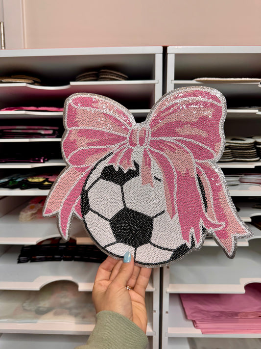 Pink Bow Soccer ball - Sequin Patch