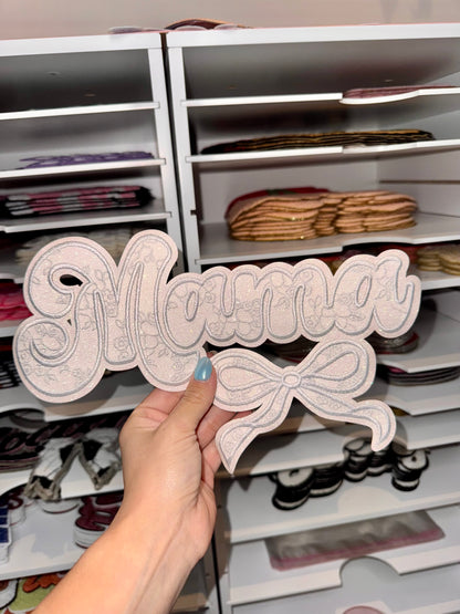Cursive Bow Mama - Embroidered Patch
