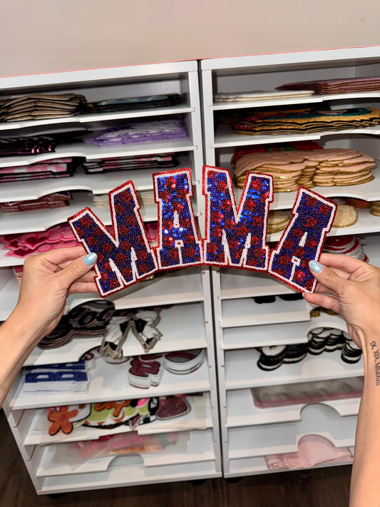 Blue & Red Mama -  Sequin Patch