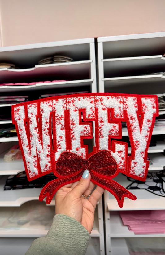 Red Bow Wifey - Sequin Patch